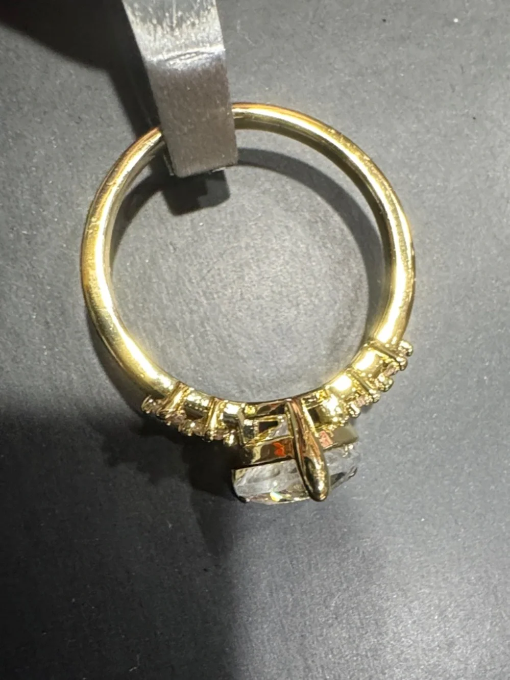 Gold Heart CZ Ring with Clear Heart Stone